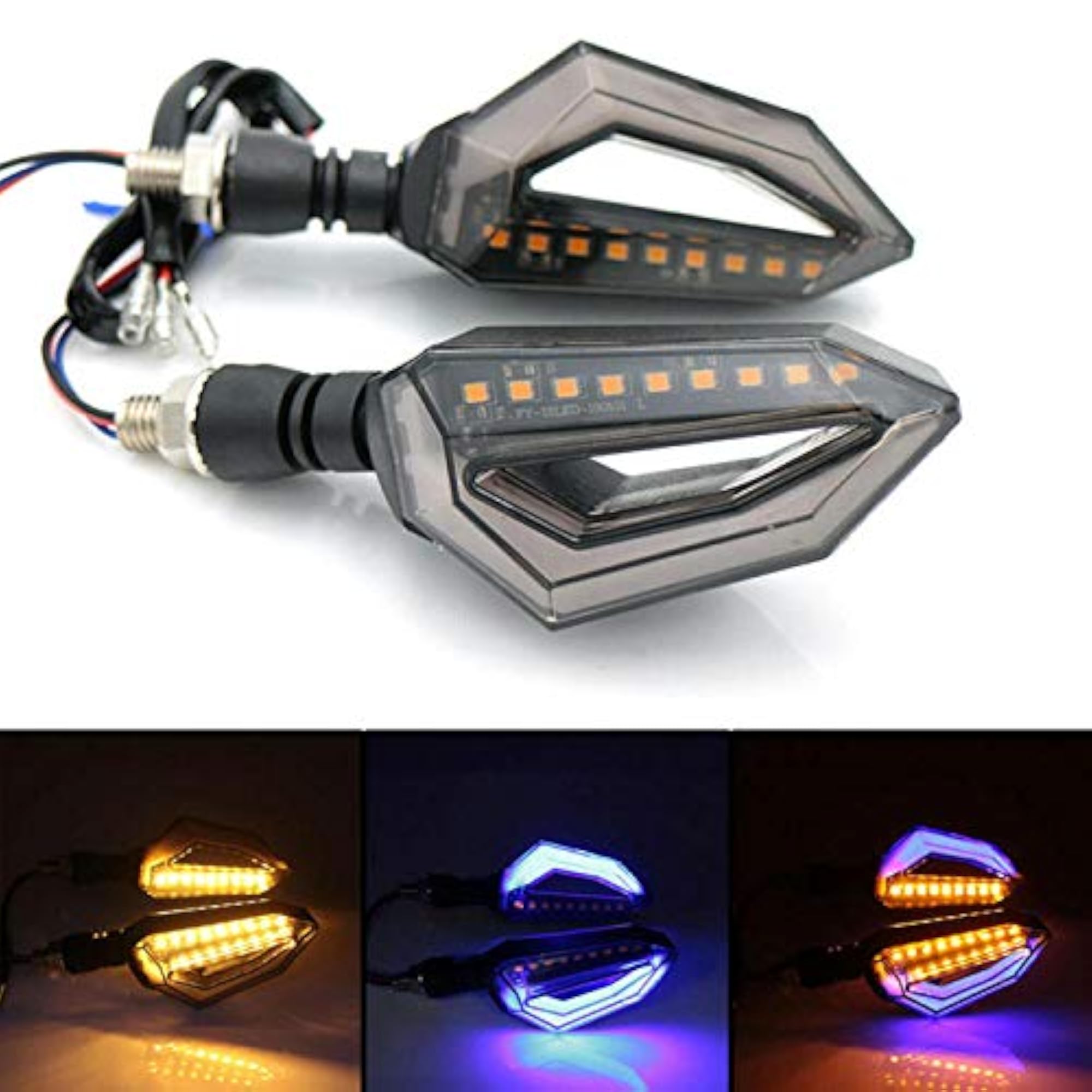 D Shaped Bike 9 LED Turn Signal Lights for Hero Ignitor